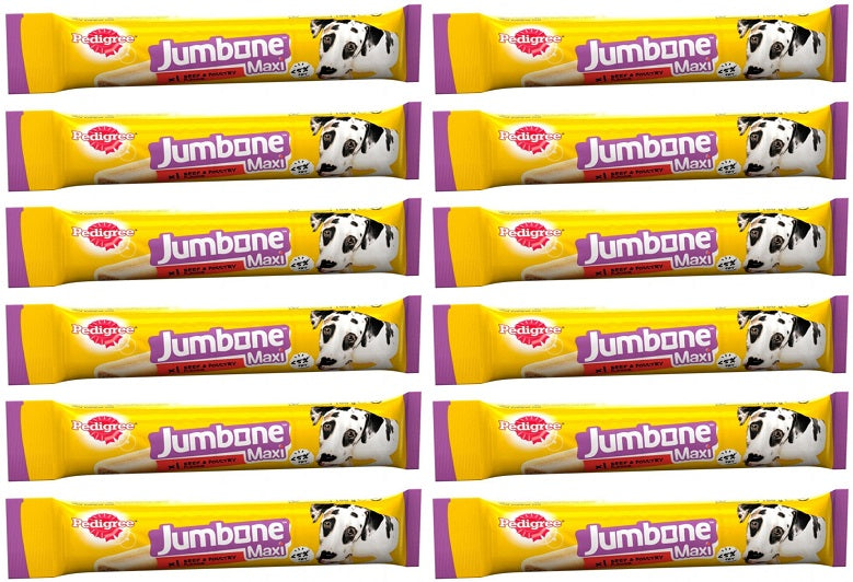 12 x Pedigree Jumbone Maxi Adult Large Dog Treat Beef & Poultry 1 Chew 180G