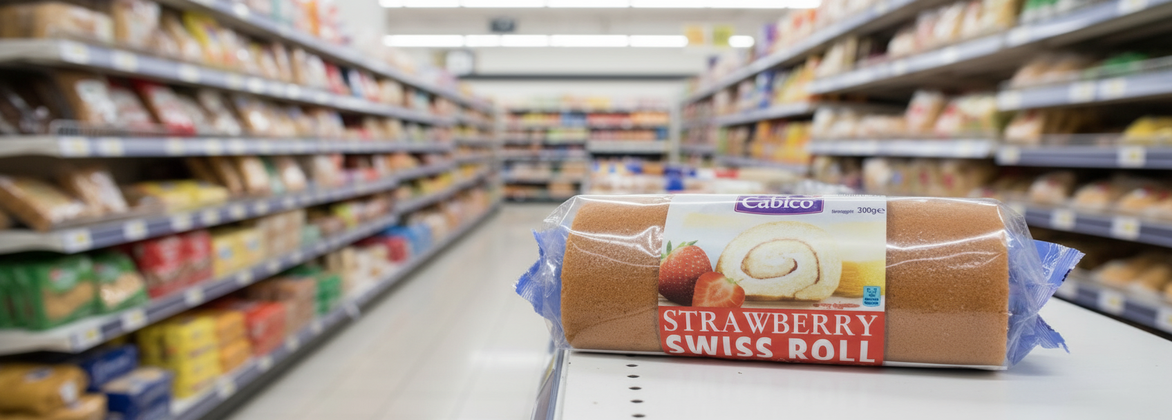 6 X Cabico Strawberry Swiss Roll 300GM