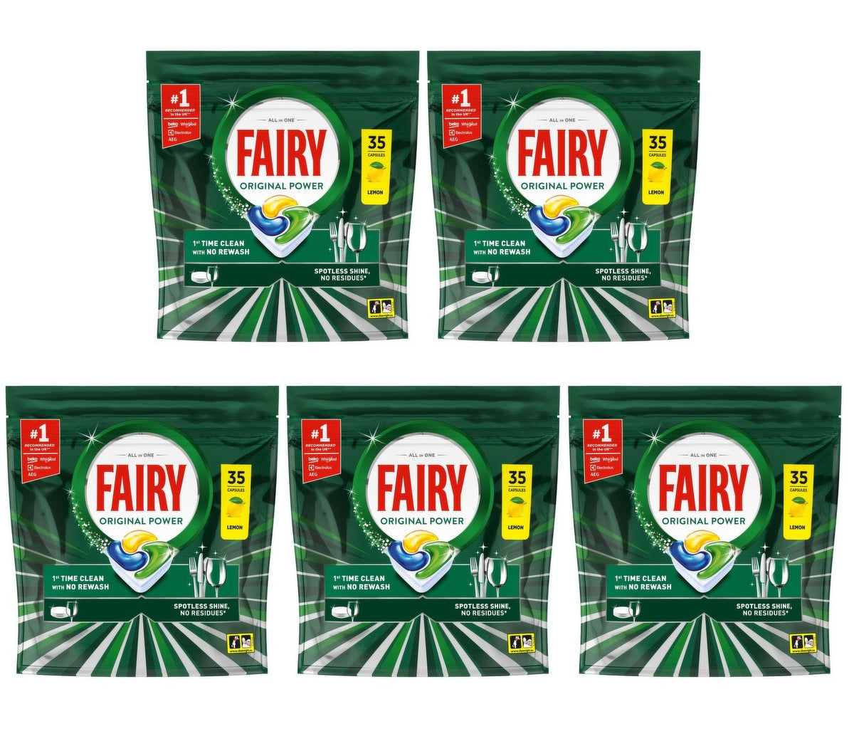5 X Fairy Original Dishwash Tablet Lemon - 35 Pack