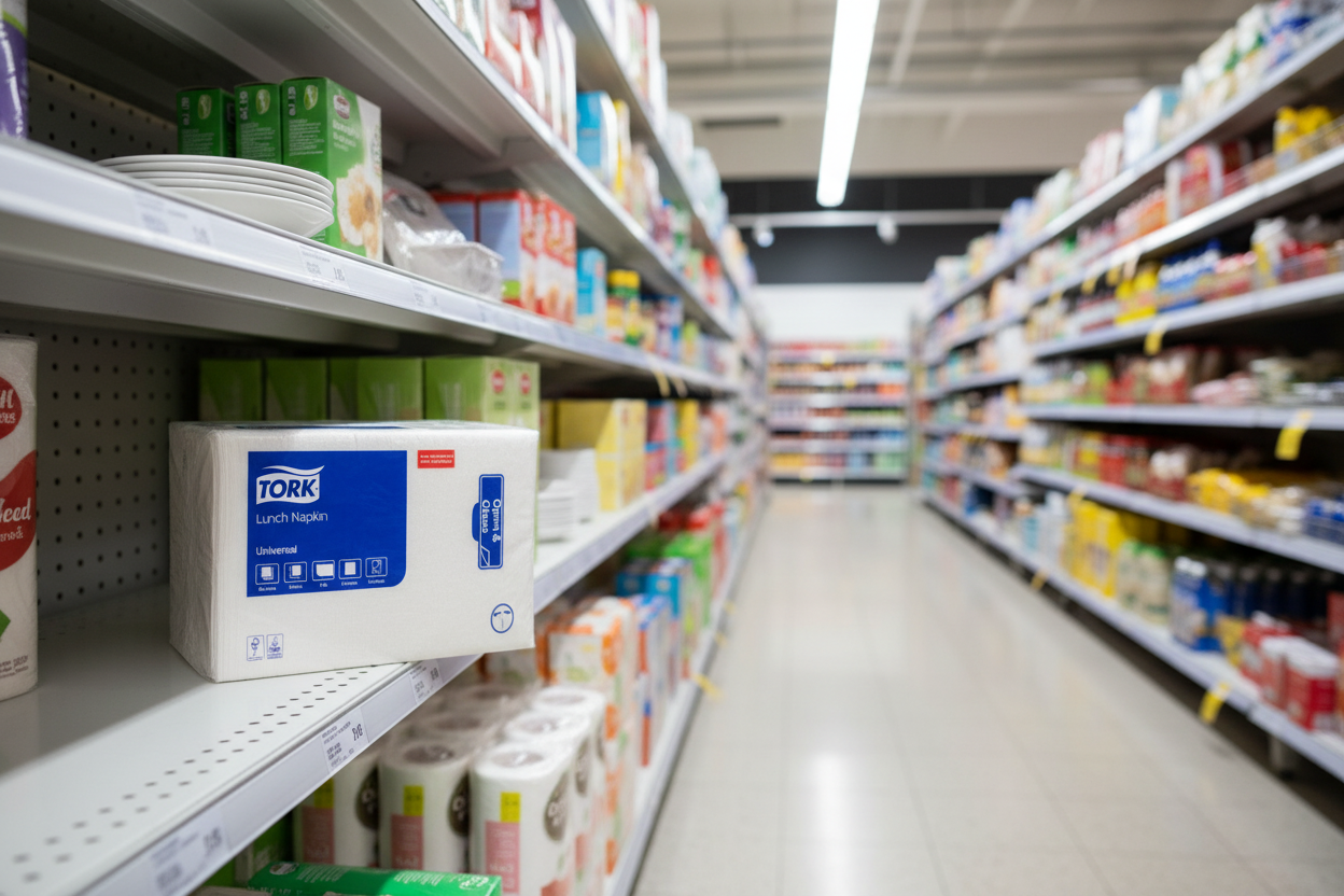 8 x Tork White Lunch Napkin 1/4 Fold 1-Ply 500 X 8