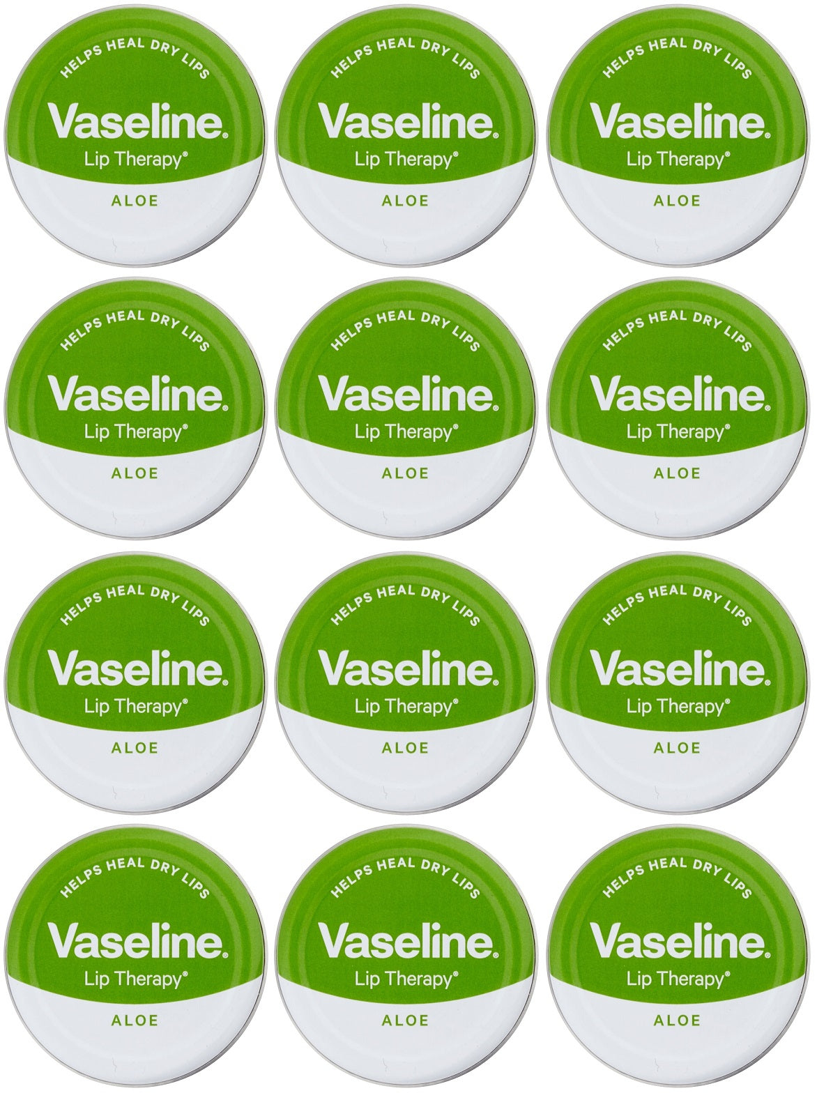12 x Vaseline Lip Therapy Aloe Lip Balm 20G