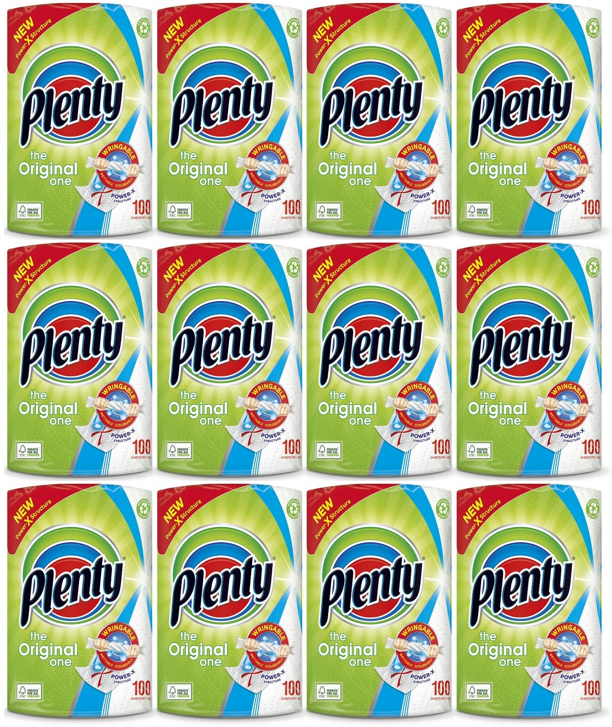12 x Plenty Original Kitchen Roll 1 Roll
