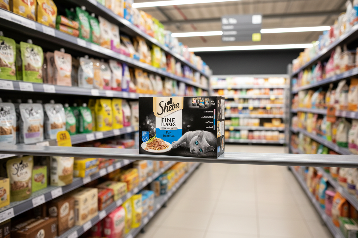 4 X Sheba Fine Flakes Cat Pouches Fish In Jelly 12Pk 12X85G