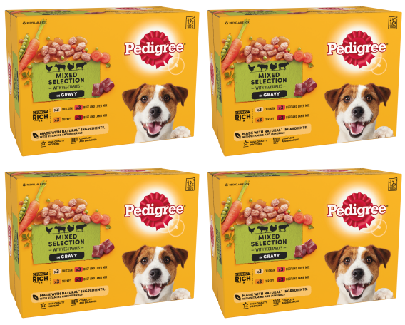 4 x Pedigree Pouch Mixed Selection In Gravy 12 X100G