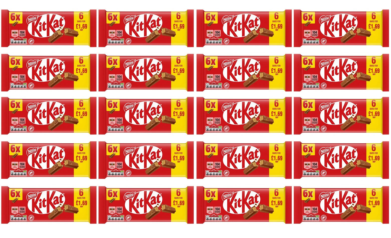 20 x Kitkat 2 Finger Orange 6pk - 124GM