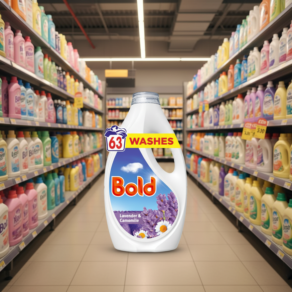 4 X Bold Liquid Lavender 63 Wash - 1.95 Litre
