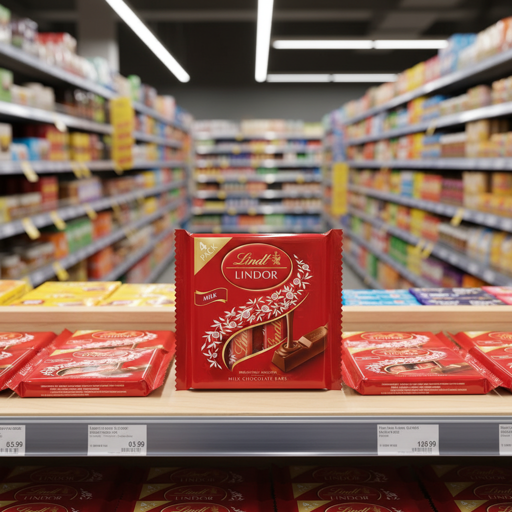 12 x Lindor Milk Treat Bar 4Pk 100Gm