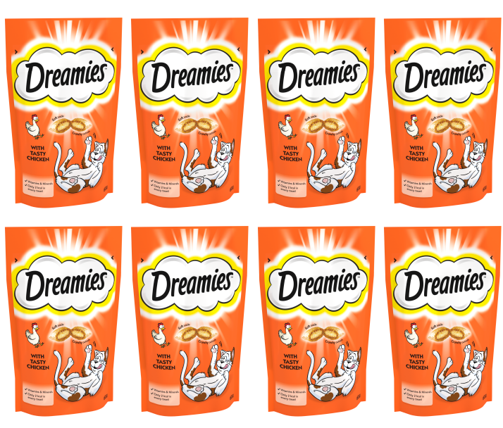 8 x Dreamies Chicken Cat Treats 60Gm