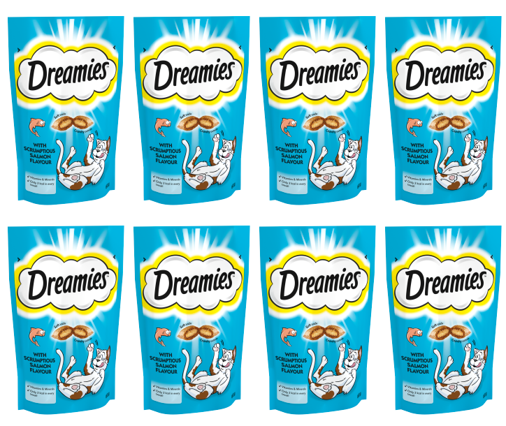 8 x Dreamies Salmon Cat Treats 60Gm