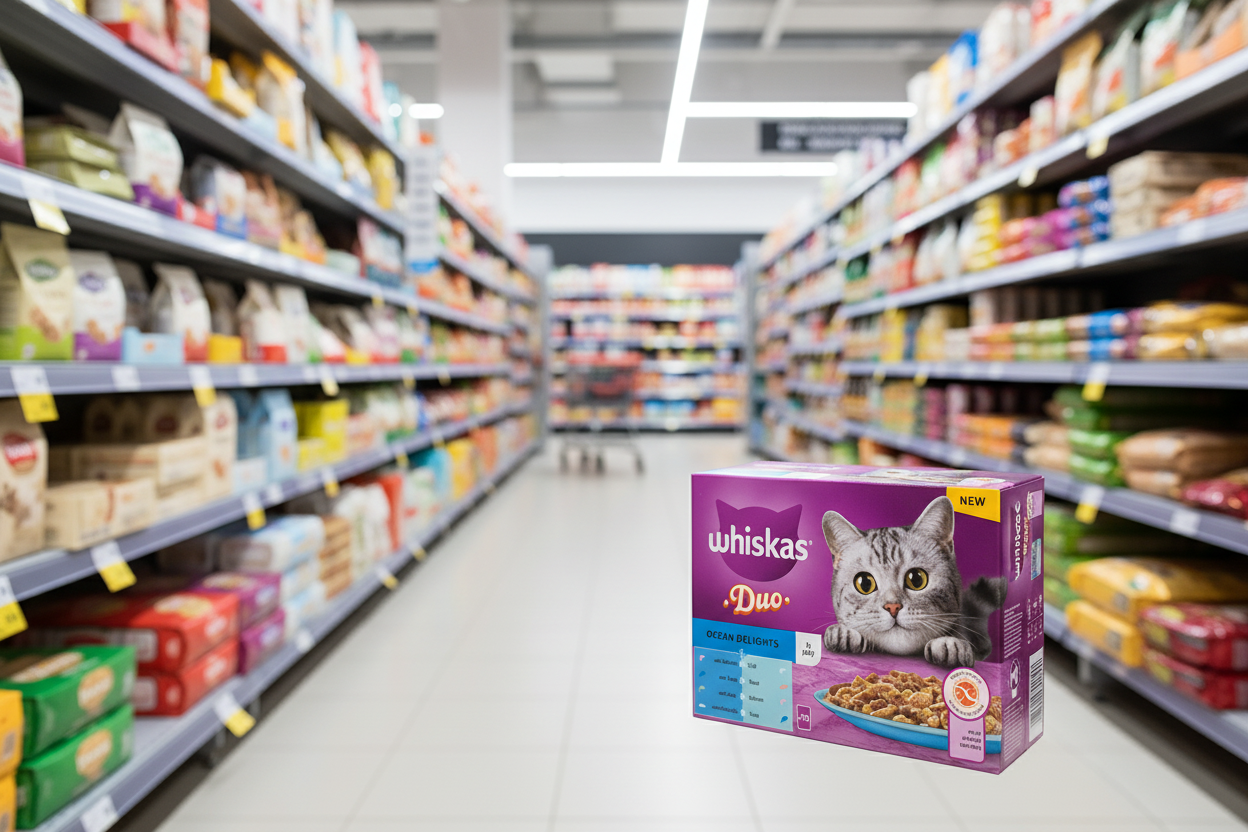 4 x Whiskas Cat 1+ Pouch Jelly Duo Ocean Delights 12 Pack - 12X85Gm