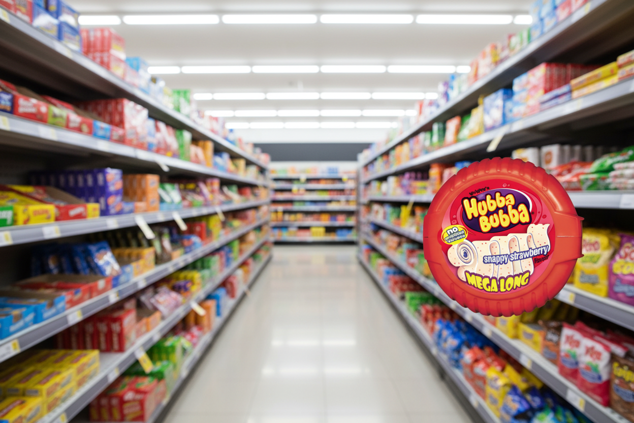 12 x Hubba Bubba Mega Long Tape Strawberry 56Gm