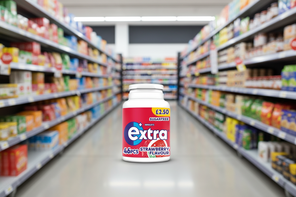 6 x Extra Strawberry Chewing Gum Bottle - 46PCE