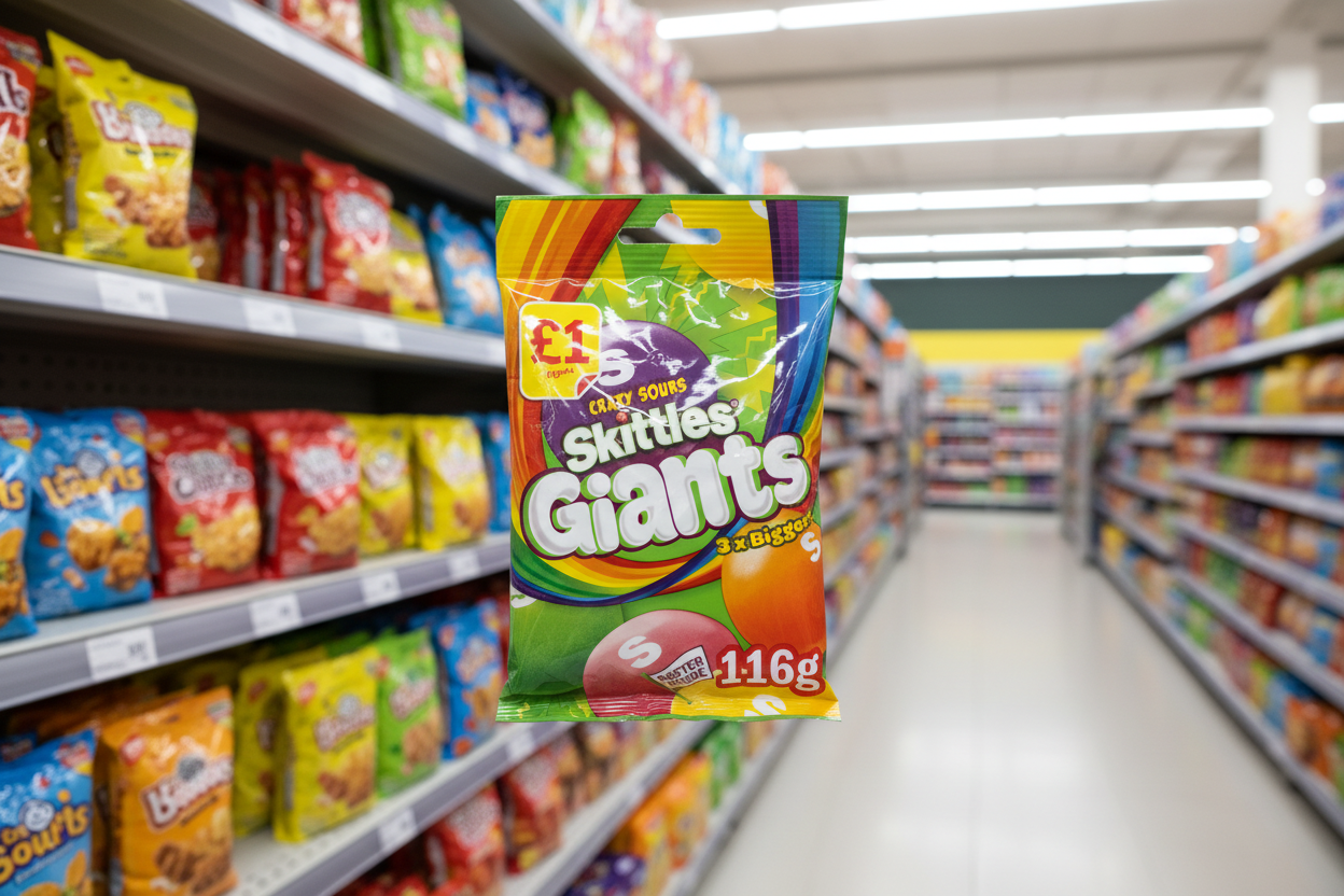 14 x Skittles Giant Sour Flavoured Treat Bag - 116GM