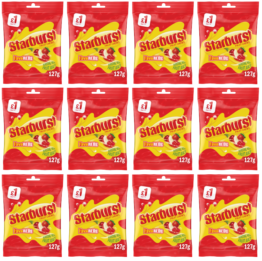 12 x Starburst Fave Reds Fruit Treat Bag - 127GM