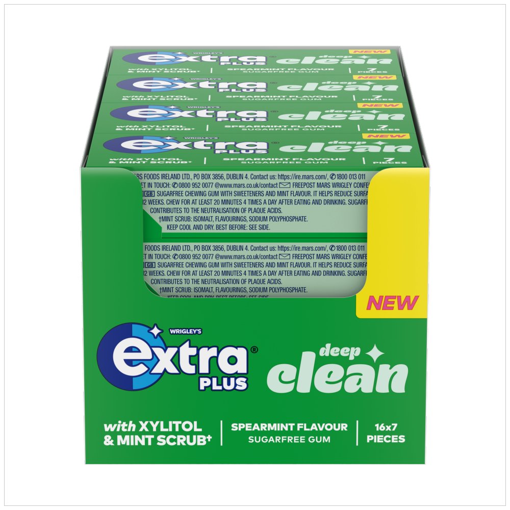 16 X Extra Plus Clean Spearmint Chewing Gum - 7 Piece