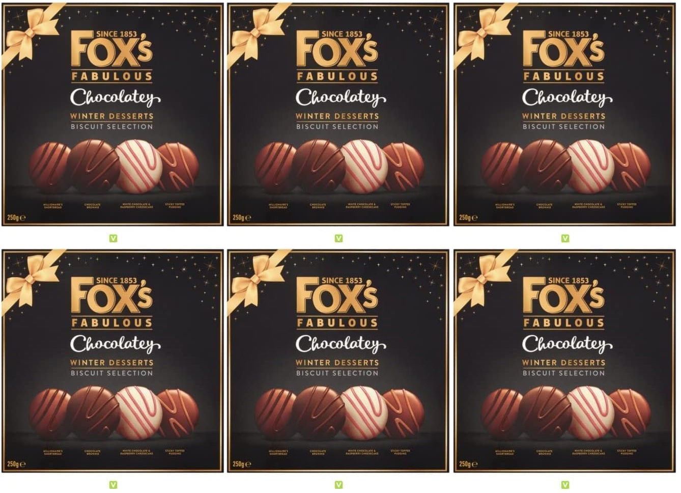 6 x Foxs Fabulous Chocolatey Winter Desserts Biscuit Selection 250G