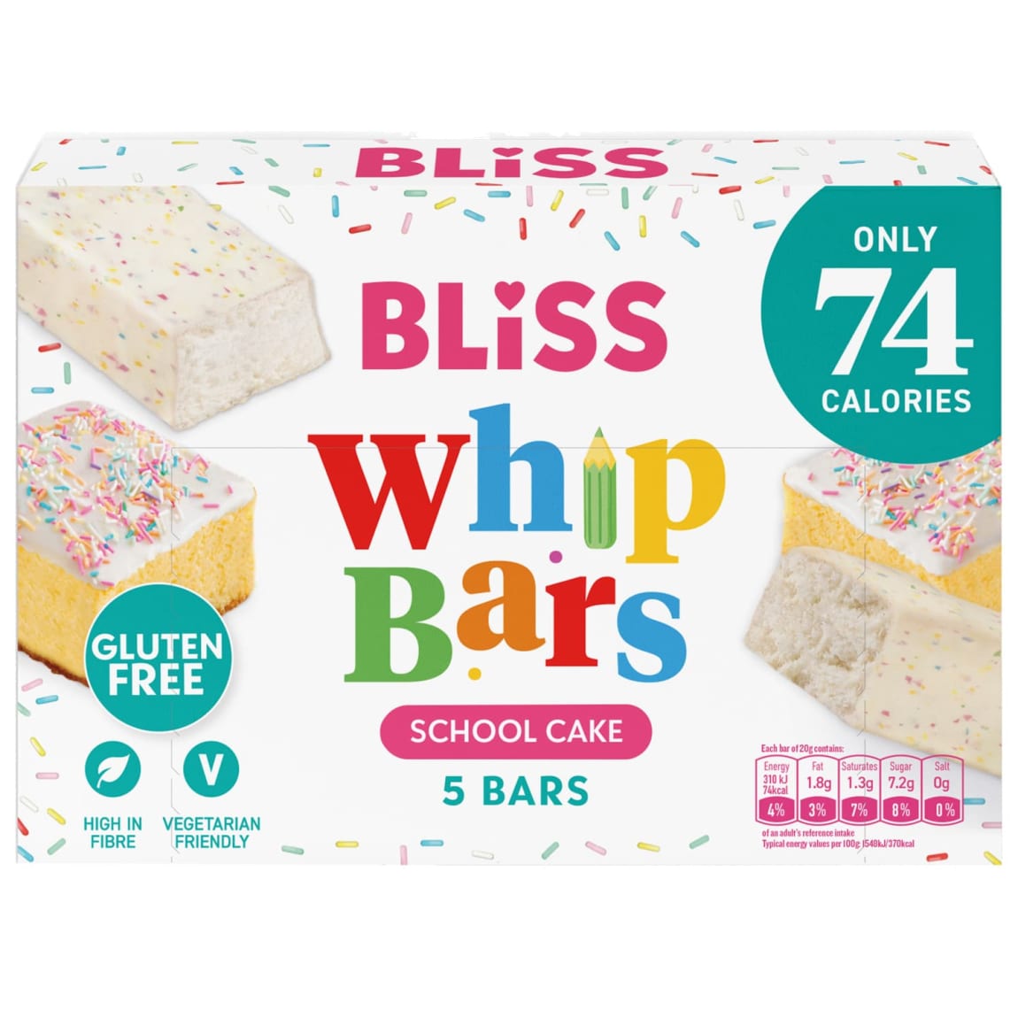 12 X Bliss School Cake Whip Bars 5Pk - 5 X 20G