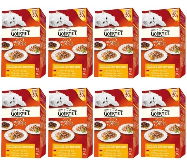 8 x Gourmet Mon Petit Cat Food Pouches Poultry 6 X 50G