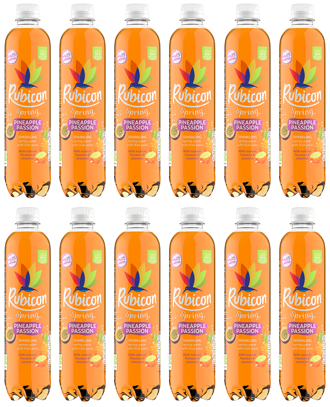 12 x Rubicon Spring Pineapple Passion Flavoured Sparkling Spring Water 500Ml