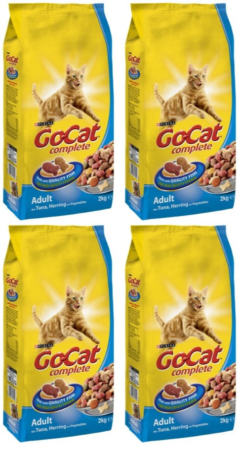 4 x Go-Cat® With Herring And Tuna Mix With Vegetables Dry Cat Food 2Kg