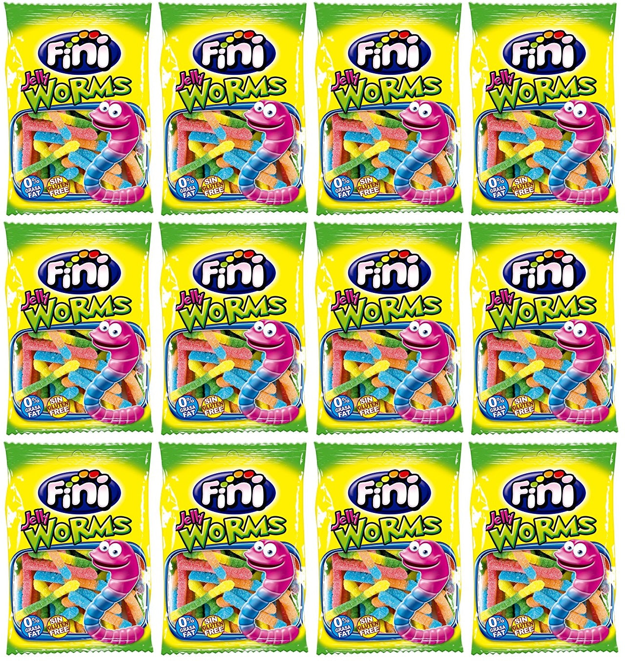 12 x Fini Fizzy Worms Bags