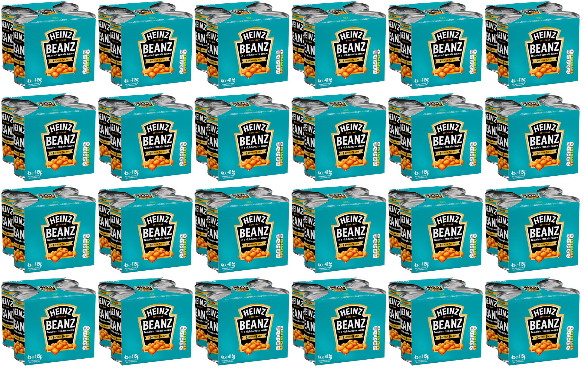 24 x Heinz Baked Beans (6 x 4 Packs) 415G