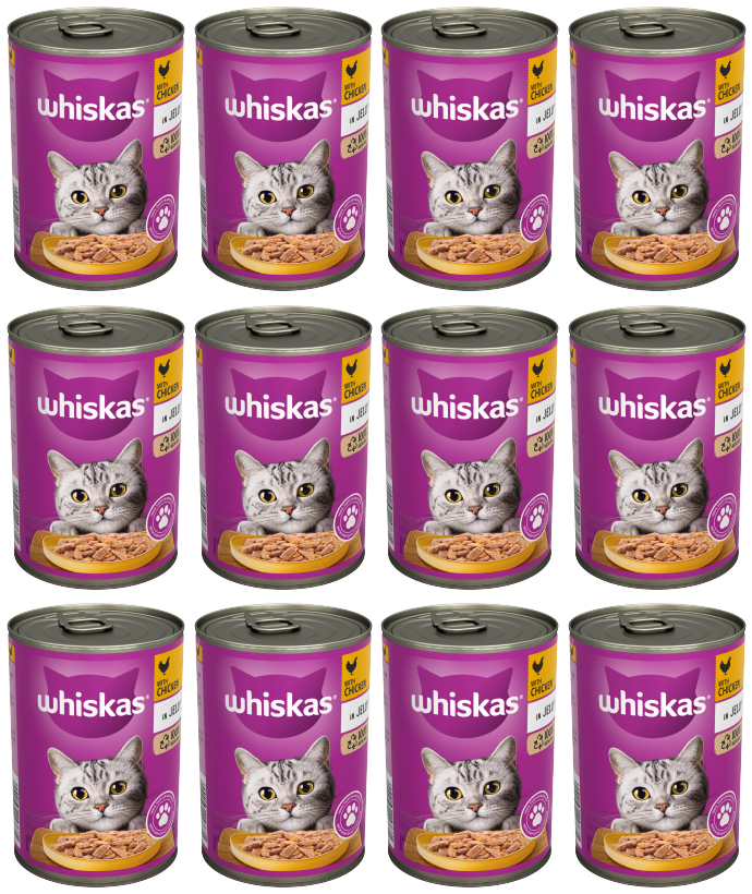 12 x Whiskas Cat Chicken & Jelly  - 400Gm