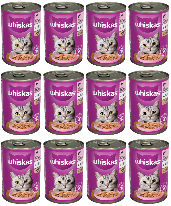 12 x Whiskas Cat Salmon & Jelly  - 400Gm