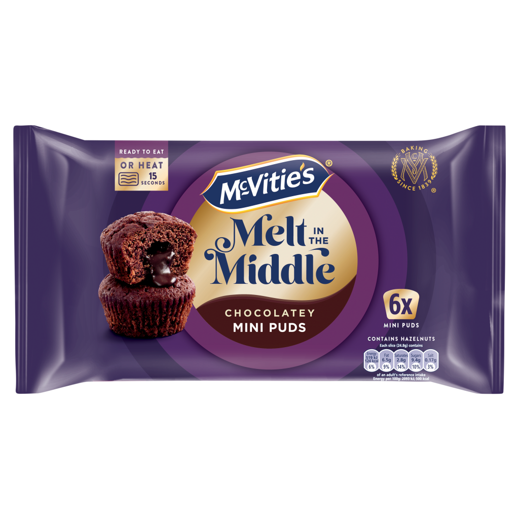 12 X Mcvities Mini Melt In The Middle Puddings 6 Pack - 162Gm