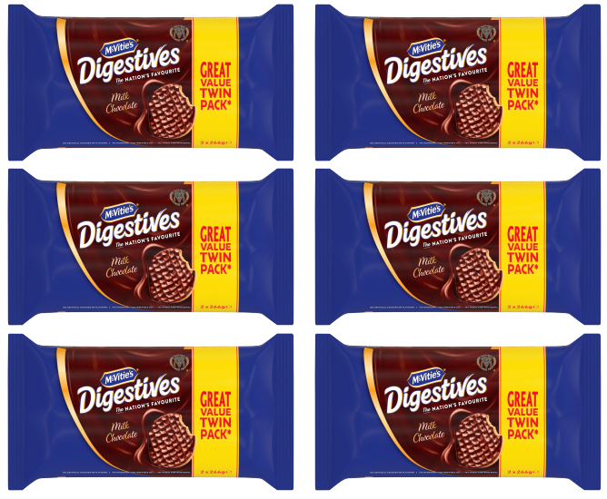 6 x Mcvities Milk Chocolate Digestives Twin 2X266Gm