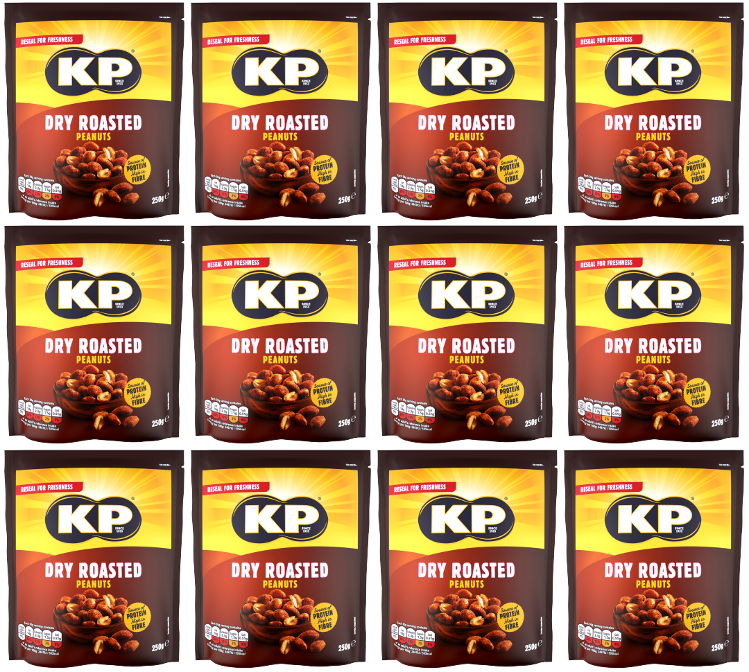 12 x Kp Dry Roasted Peanuts Bag 250Gm