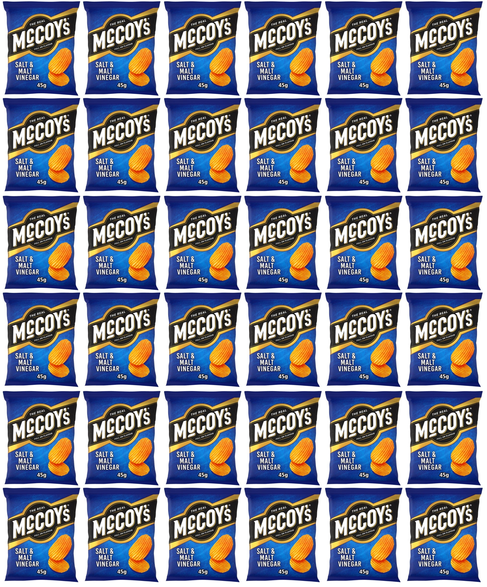 36 x Mccoy's Ridge Cut Salt & Malt Vinegar Flavour Potato Crisps 45G