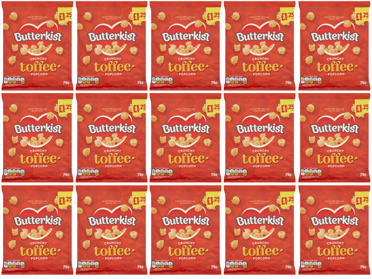 15 x Butterkist Crunchy Toffee Popcorn - 78Gm