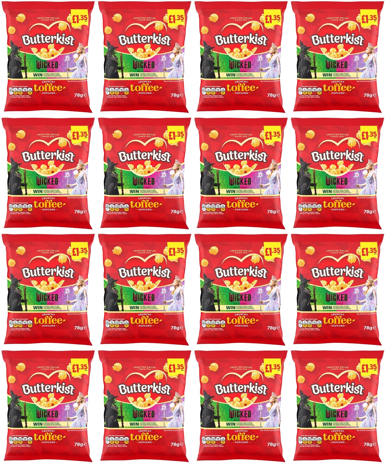 16 x Butterkist Crunchy Toffee Popcorn - 78GM