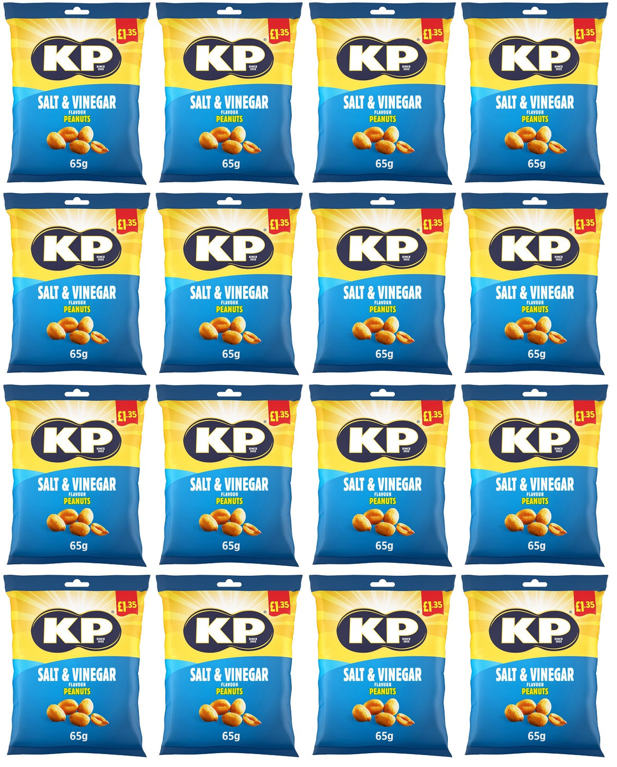 16 X Kp Salt & Vinegar Peanuts - 65Gm