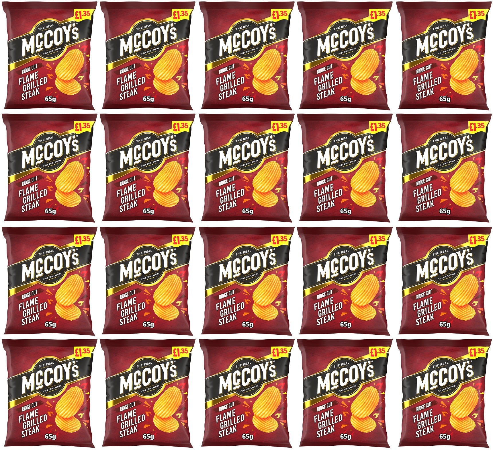 20 x Mccoys Flame Grilled Steak - 65GM