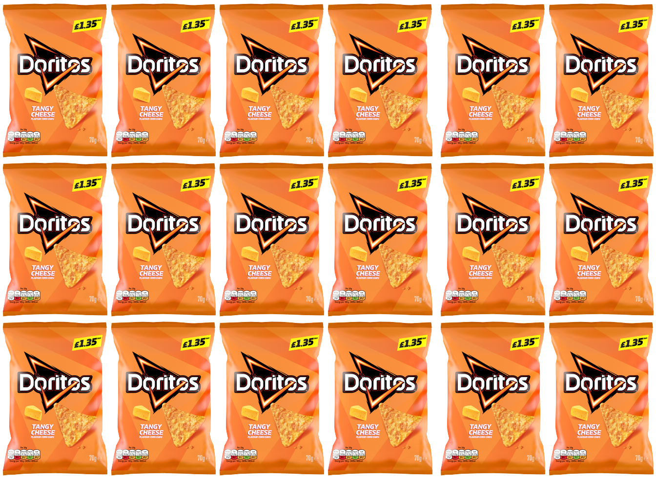 18 x Doritos Tangy Cheese - 70GM