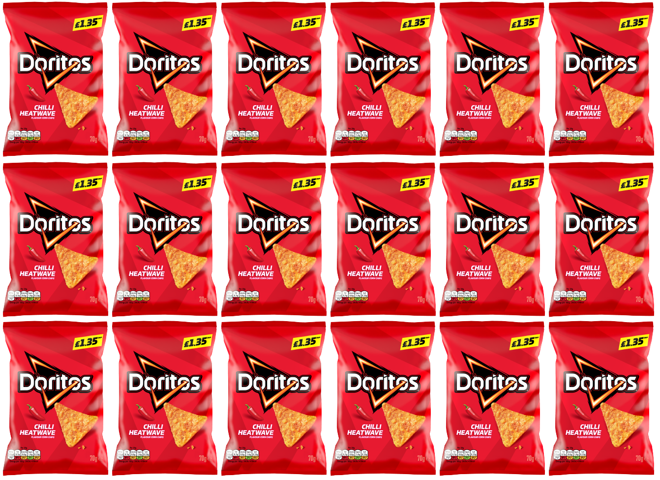 18 x Doritos Chilli Heatwave - 70GM