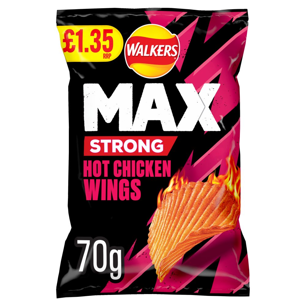 15 X Walkers Max Strong Hot Chicken Wings - 70Gm