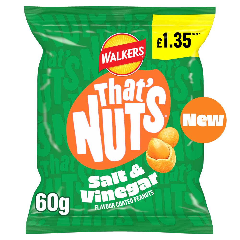 16 X Thats Nuts Walkers Salt & Vinegar - 60Gm