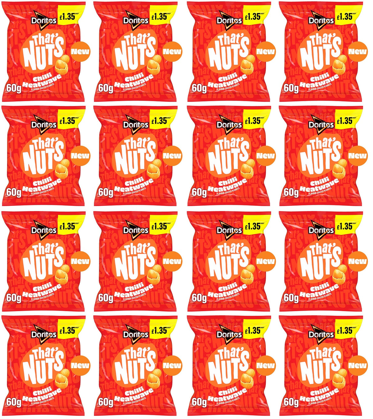 16 X Thats Nuts Doritos Chilli Heatwave - 60Gm