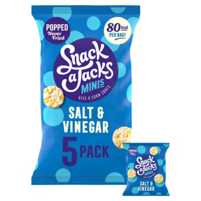 6 X Snack A Jacks Minis Salt & Vinegar 5Pk - 5X19Gm