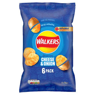 Walkers Cheese & Onion Multipack Crisps 6X25G