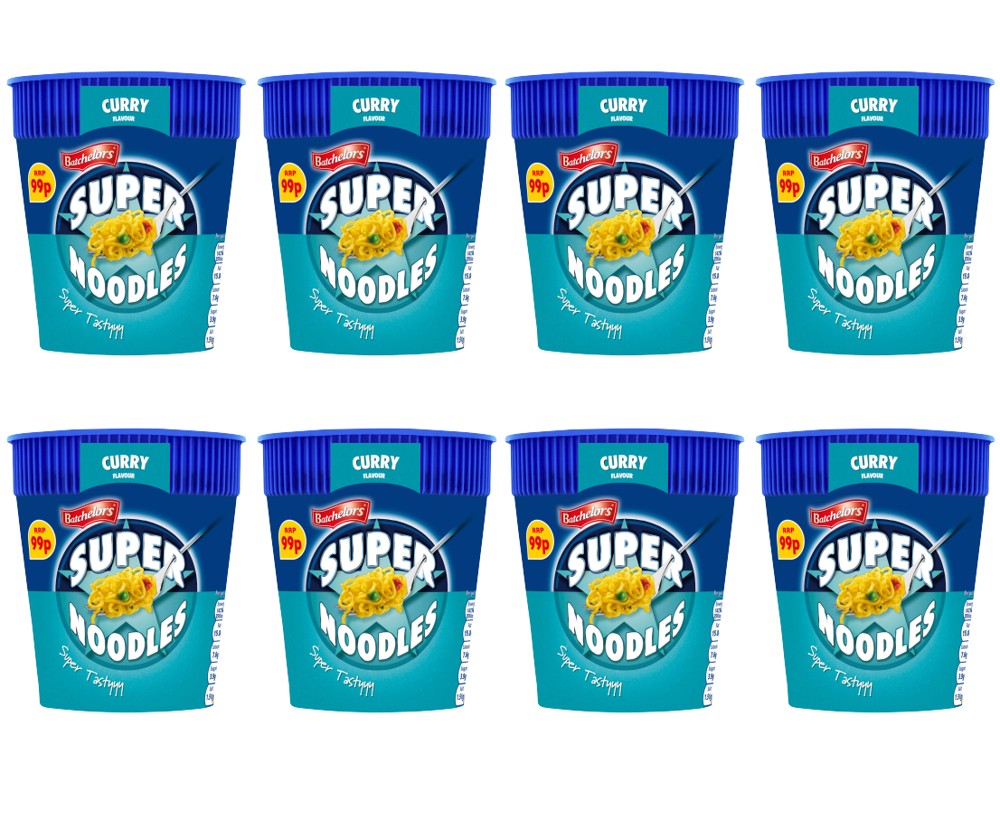 8 x Batchelors Super Noodle Pot Curry - 75Gm