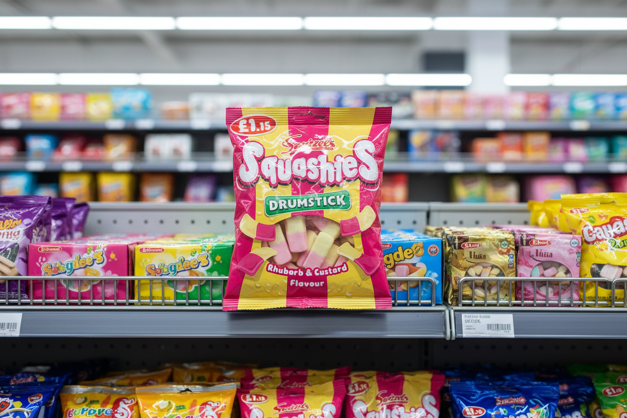 12 X Swizzels Squashies Drumstick Rhubarb & Custard 120G