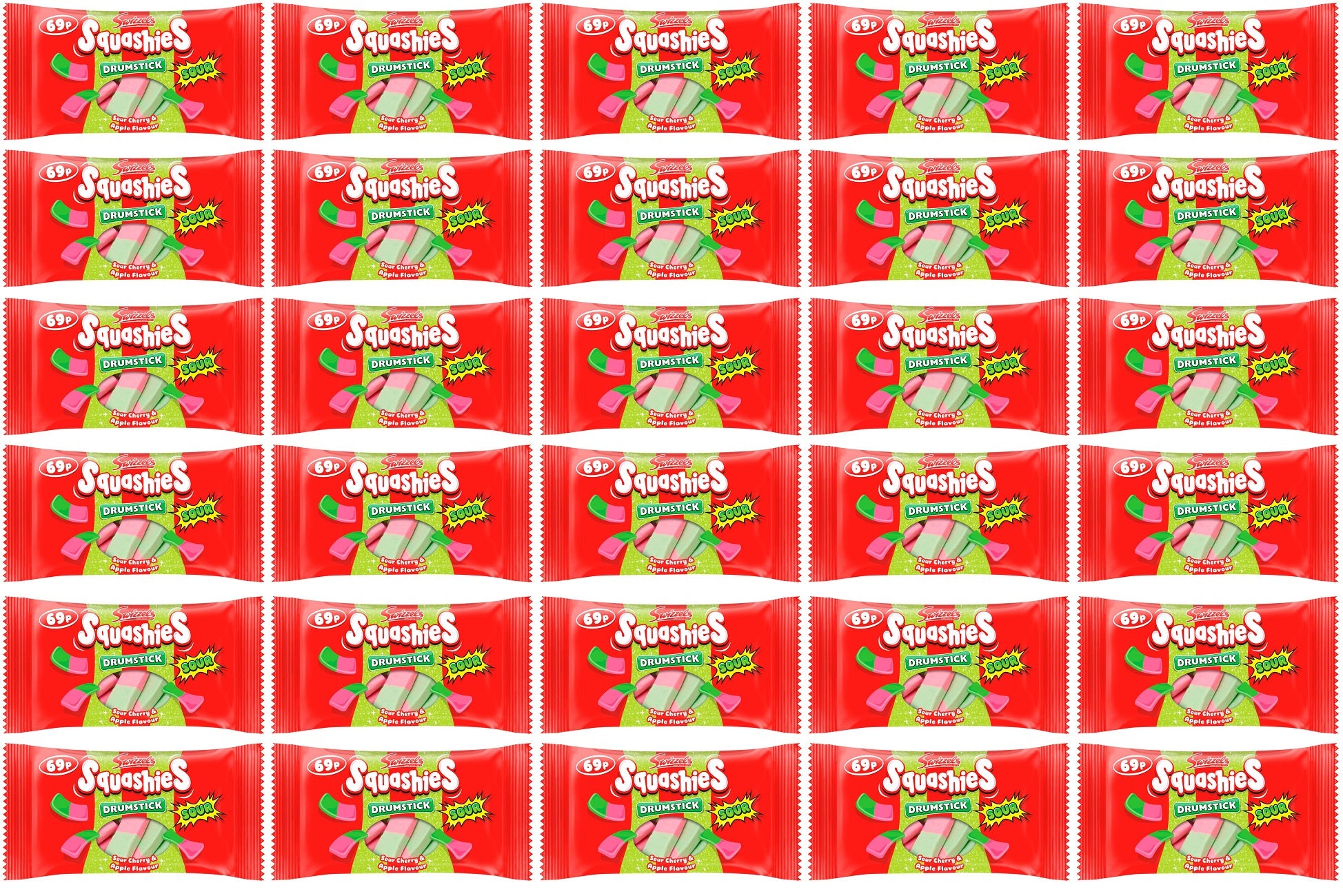30 X Squashies Sour Cherry - 60Gm