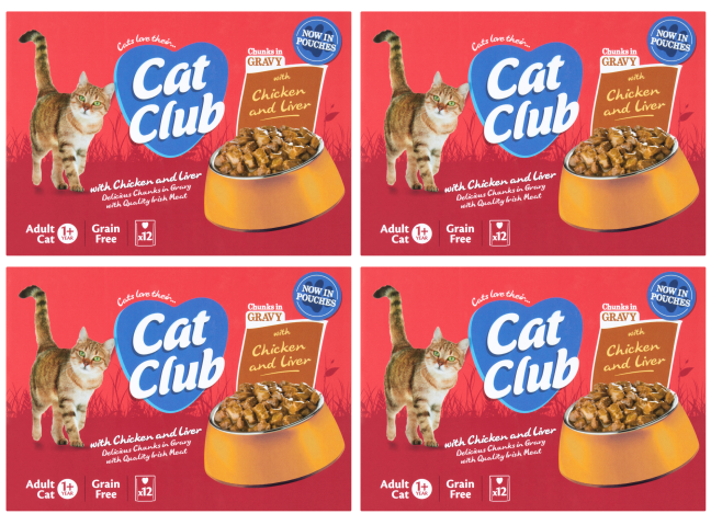 4 x Cat Club Multipack In Gravy 12 Pouch 12X100G