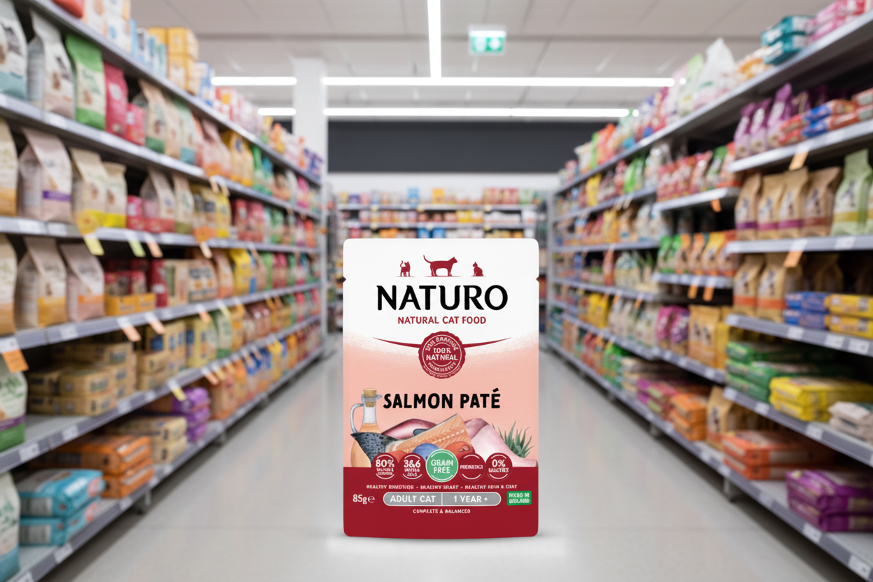 12 x Naturo Cat Pouch Salmon Pate  - 85GM