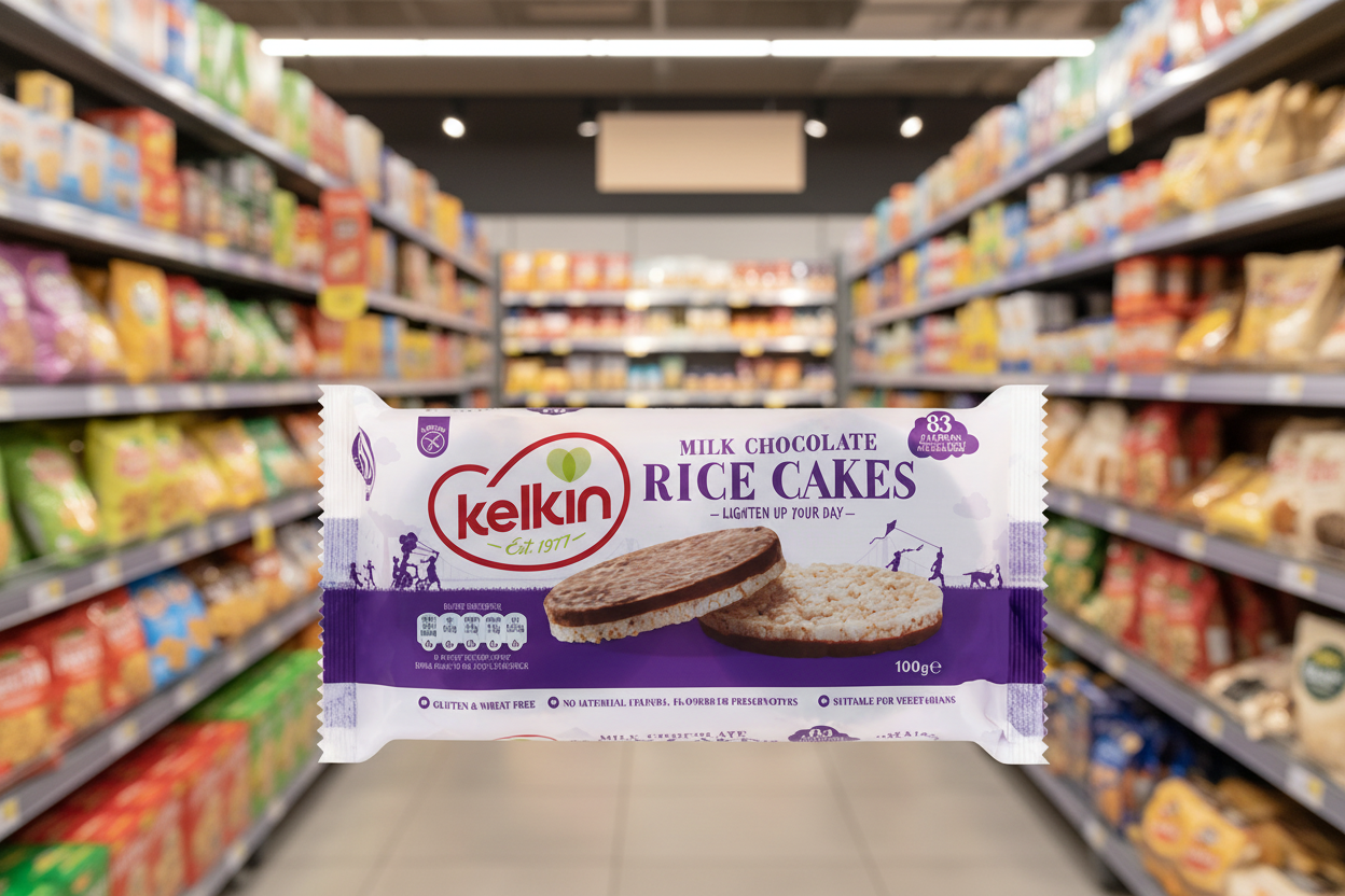12 x Kelkin Milk Chocolate Covered Rice Cakes 100Gm