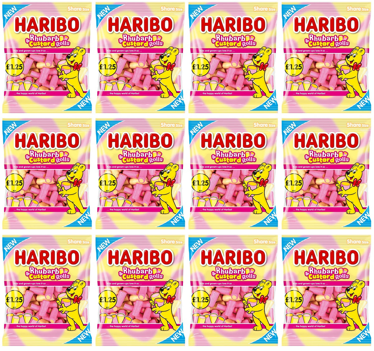 12 X Haribo Rhubarb & Custard - 140Gm